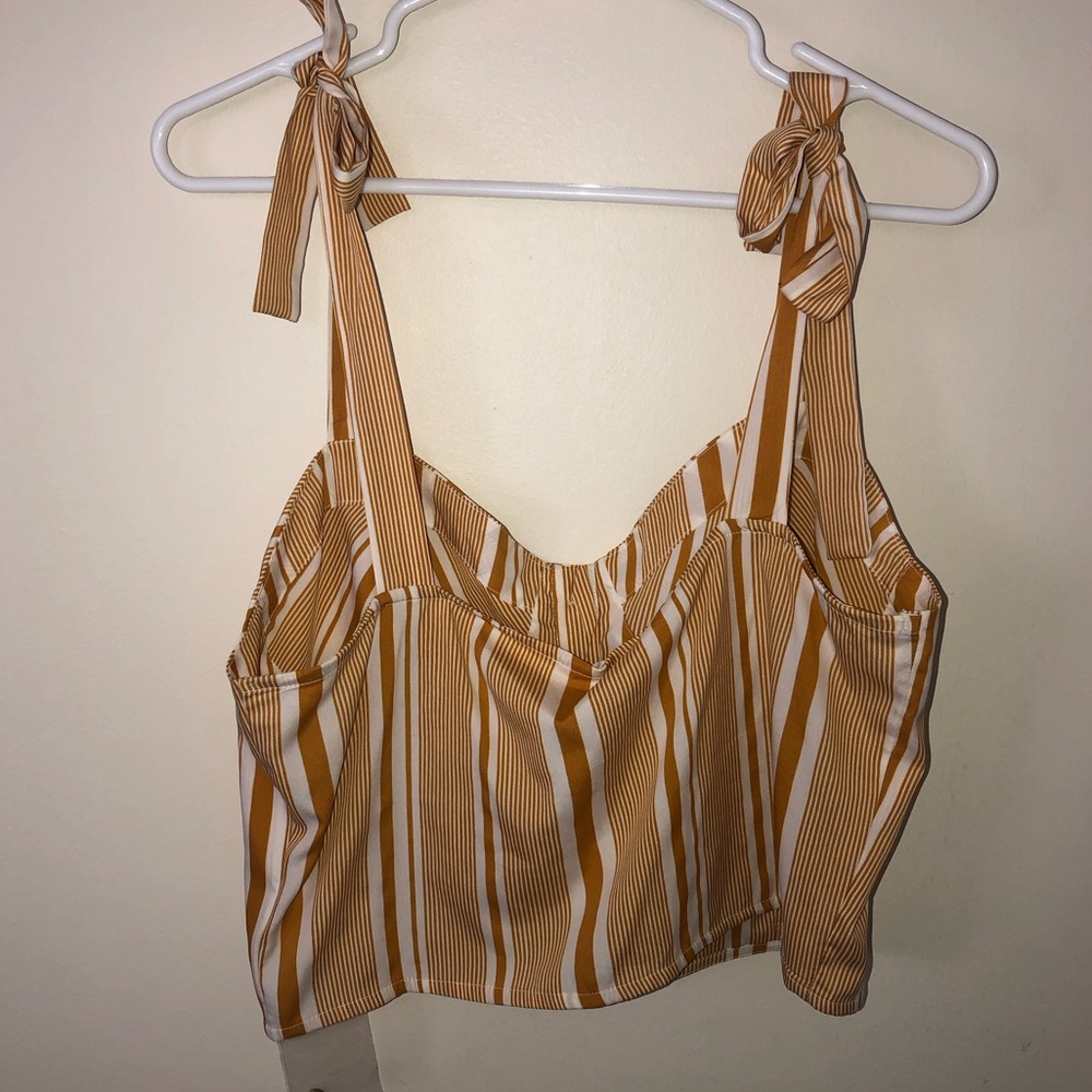 NWT Neon Rose Mustard Stripe Cropped Corset Top - Picture 4 of 4